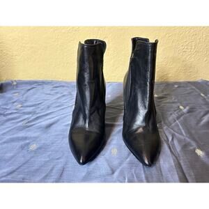 Lucchesi Leather Booties Women’s 8.5 Black 4” Heel Stretch Inset